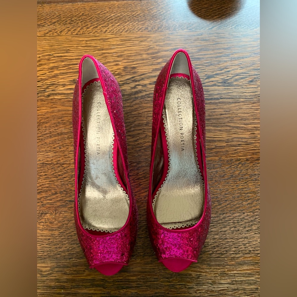 💕 Fuchsia Glitter Heels Sz 9